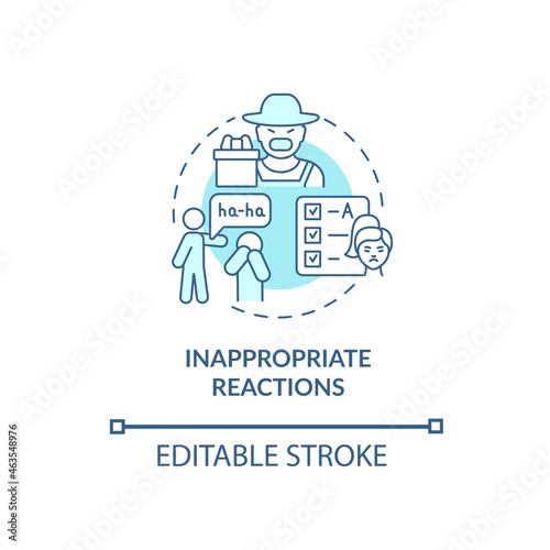 Inappropriate reactions concept icon. Hyperactive-impulsive sign abstract idea thin line illustration. Excessive laughter. Impulsive responses. Vector isolated outline color drawing. Editable stroke