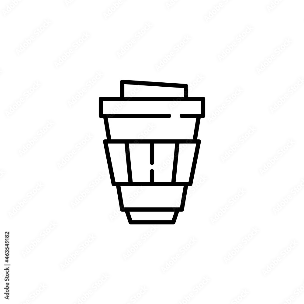 Coffee in a takeaway paper cup. Pixel perfect, editable stroke line art icon Coffee in a takeaway paper cup. Pixel perfect, editable stroke line art icon