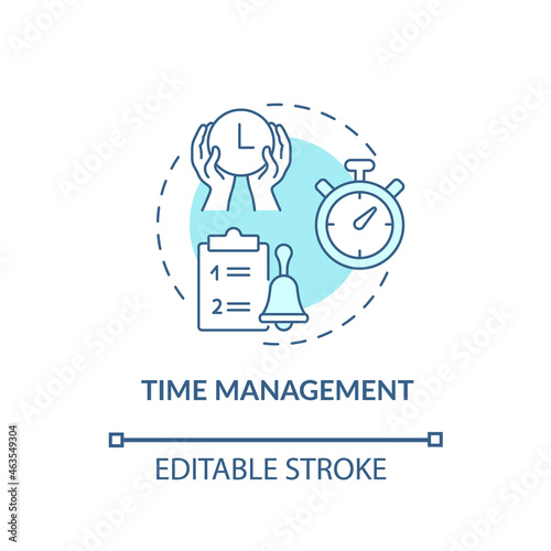 Time management concept icon. Parenting tip for ADHD abstract idea thin line illustration. Solving problems with procrastination. Vector isolated outline color drawing. Editable stroke