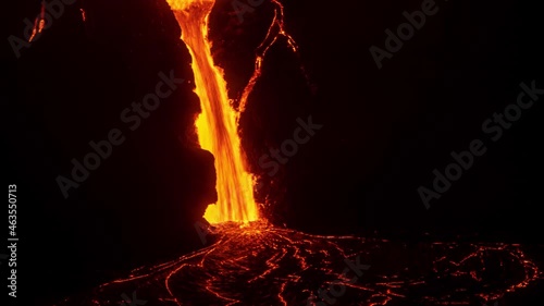 long shutter time-lapse of lava fountain on the big island of hawaii photo