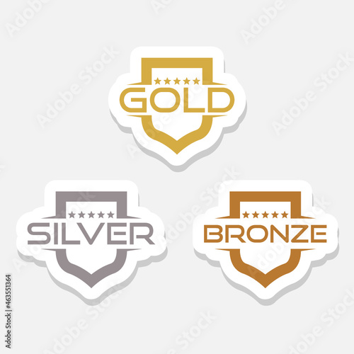 Set of rank emblems. Gold, silver, bronze sticker