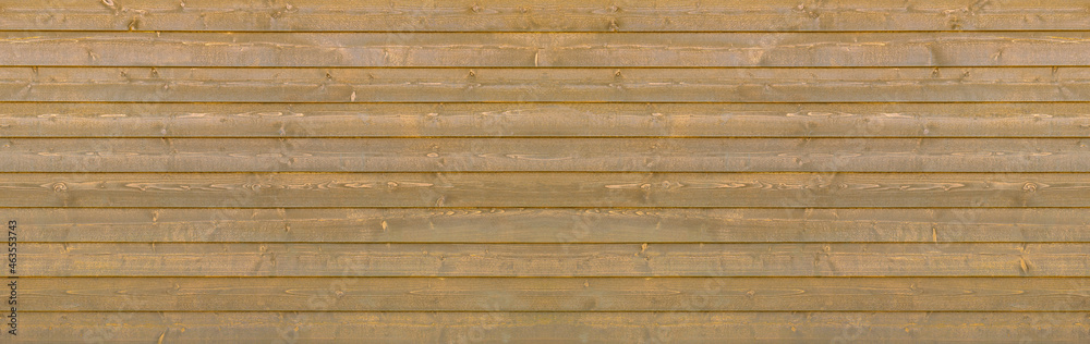 Fototapeta premium Rustikale Holzwand aus waagerechten matt braunen Brettern mit Holzmaserung