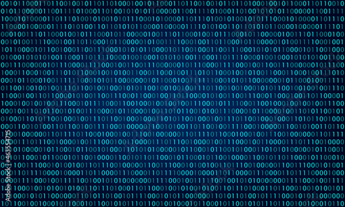 Digital binary code background. Matrix style program. Random falling numbers.
