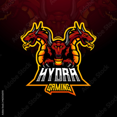 Hydra mascot logo design vector with modern illustration concept style for badge, emblem and t shirt printing. Angry hydra dragon illustration for gaming, esports or team