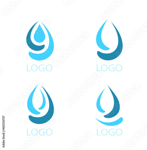 blue drops silhouette set with design elements