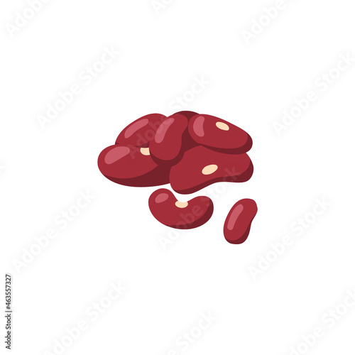 Healthy organic red kidney beans, flat vector illustration isolated on white.