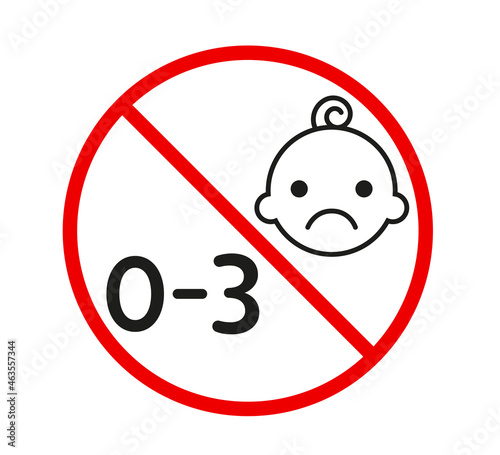 Not for children under 3 years sticker. Vector design elements for objets with small parts.