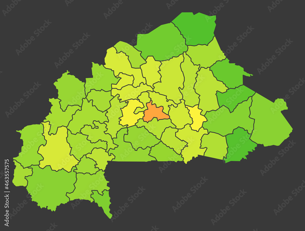 Burkina Faso population heat map as color density illustration Stock