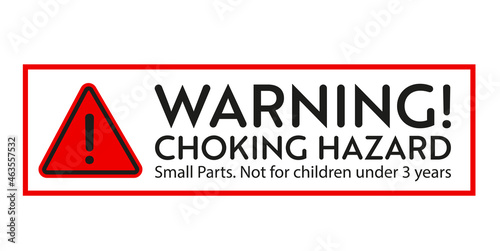 Choking hazard warning sign. Not for children under 3 years sticker. Vector design elements for objets with small parts.