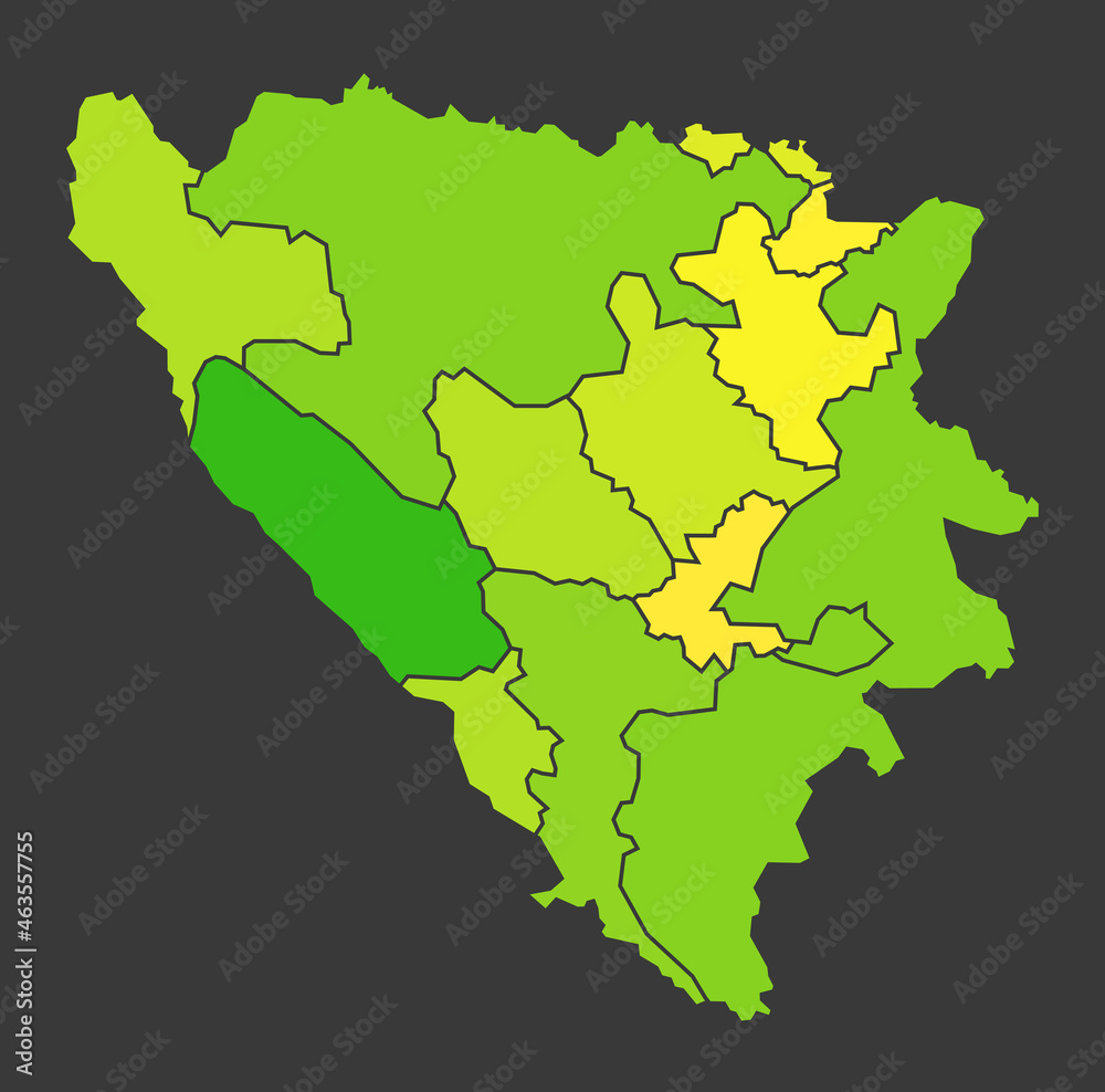 Bosnia and Herzegovina population heat map as color density illustration