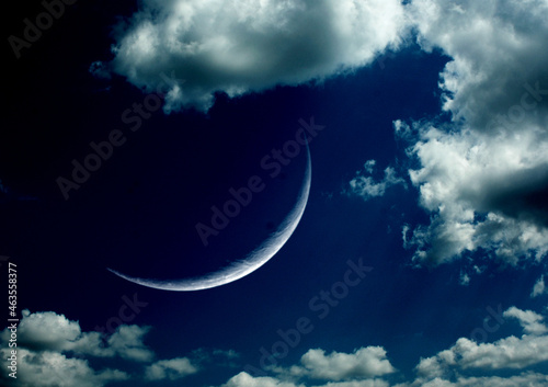 The moon in the night sky