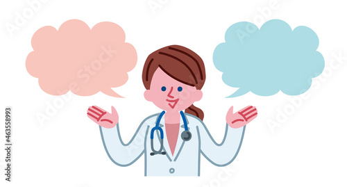 医者(女性)、吹き出し
