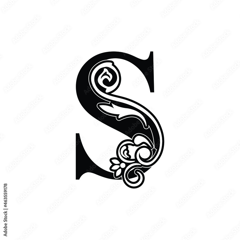 Fototapeta premium letter S flower ornament. Vector logo. Monogram alphabet. Beautiful floral capital letters 