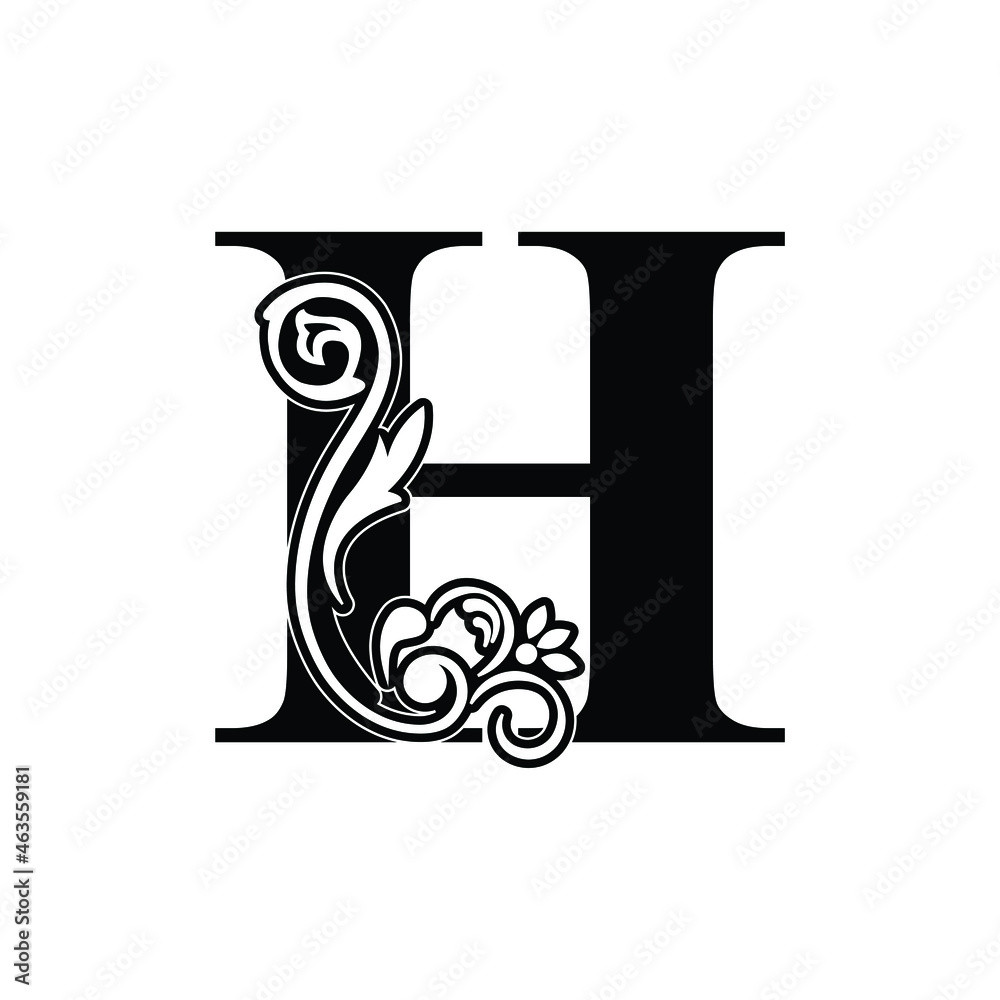 letter H flower ornament. Vector logo. Monogram alphabet. Beautiful floral capital letters
letter H flower ornament. Vector logo. Monogram alphabet. Beautiful floral capital letters