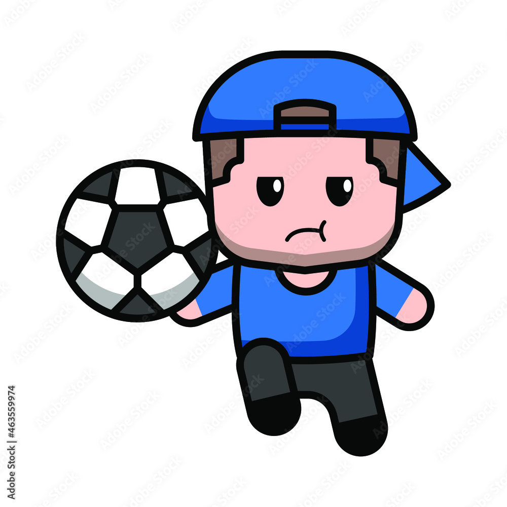 Fototapeta premium cute character playing football illustration vector graphic