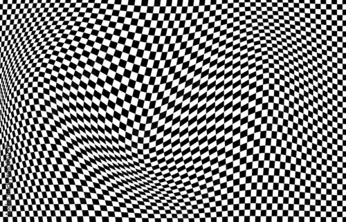 Abstract square pattern black and white op art design decorative swirl template. Wavy design for cover decoration background. illustration vector