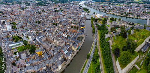 Aerial view of the city Namur in Belgium on a cloudy afternoon in summer photo