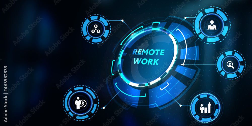 Business, onsite or remote working concept, copy space. Freelancer. 3d illustration Business, onsite or remote working concept, copy space. Freelancer. 3d illustration