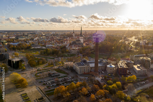 View of old Tallinn with sunbeams