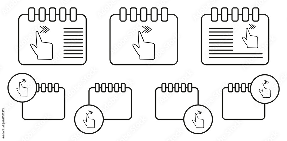 Screen, finger, swipe vector icon in calender set illustration for ui and ux, website or mobile application Screen, finger, swipe vector icon in calender set illustration for ui and ux, website or mobile application
