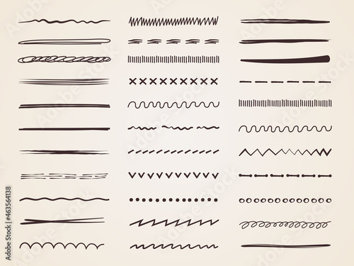 Sketch scribbles. Doodle pencil hand drawn lines chalk curves stylized dividers recent vector sketch illustrations