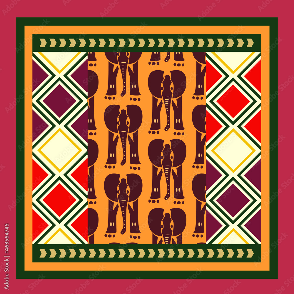 Traditional African Zimbabwe Textile Inspired Pattern symbol icon seamless  - obrazy, fototapety, plakaty 
