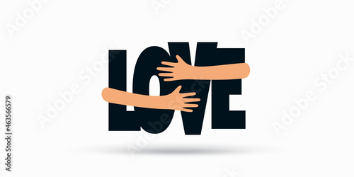 Canvastavla Hands hugs word LOVE illustration