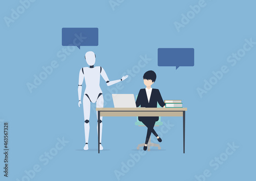 人工知能（AI）ロボットと共存する未来のイラスト素材｜mayucolor02
