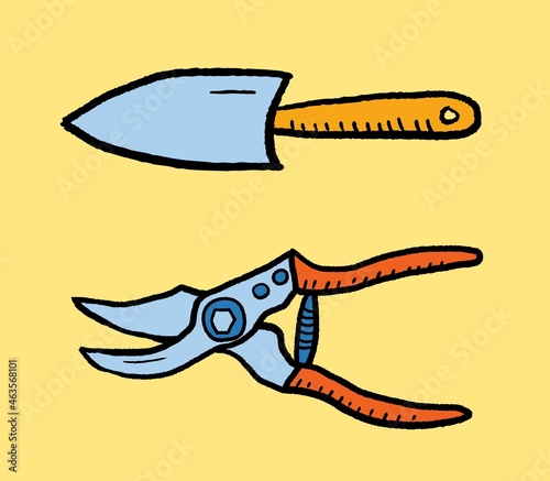 Garden tools doodle style