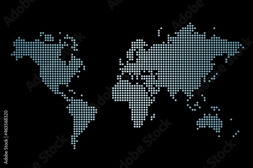 Fototapeta Naklejka Na Ścianę i Meble -  Dotted world map blue on black