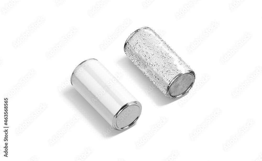 Blank white aluminum 280 ml soda can mockup lying bottom, isolated