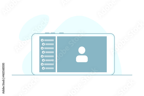 Online video call on Phone screen. Concept online call with chat