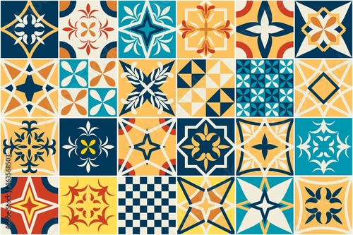 Spanish tiles floral seamless vector