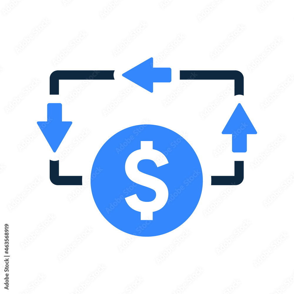 Flow, money, cash icon. Simple editable vector design isolated on a white background. Flow, money, cash icon. Simple editable vector design isolated on a white background.
