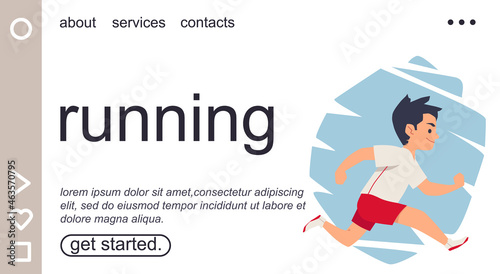 Web banner on kids sport and physical education, flat vector illustration.