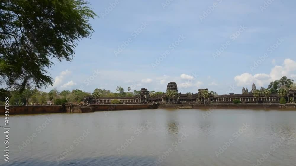 Angkor Watt temple panoramic view in Siem Reap, Cambodia. (time-lapse) Angkor Watt temple panoramic view in Siem Reap, Cambodia. (time-lapse)