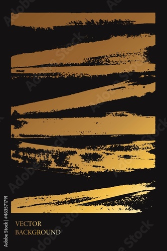 Luxury dark black and gold foil texture background. Marble, stone, wall plaster imitation. Abstract grunge art.