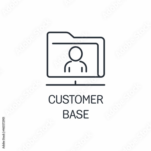 Information file with a person's profile. Electronic customer base. Vector linear icon isolated on white background.