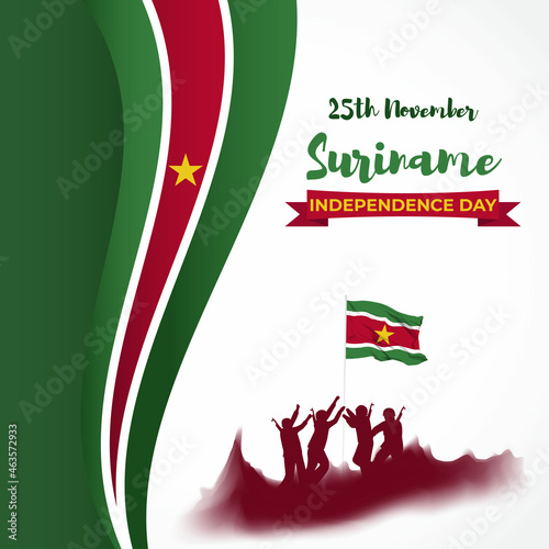 Vector illustration of happy Suriname independence day photo