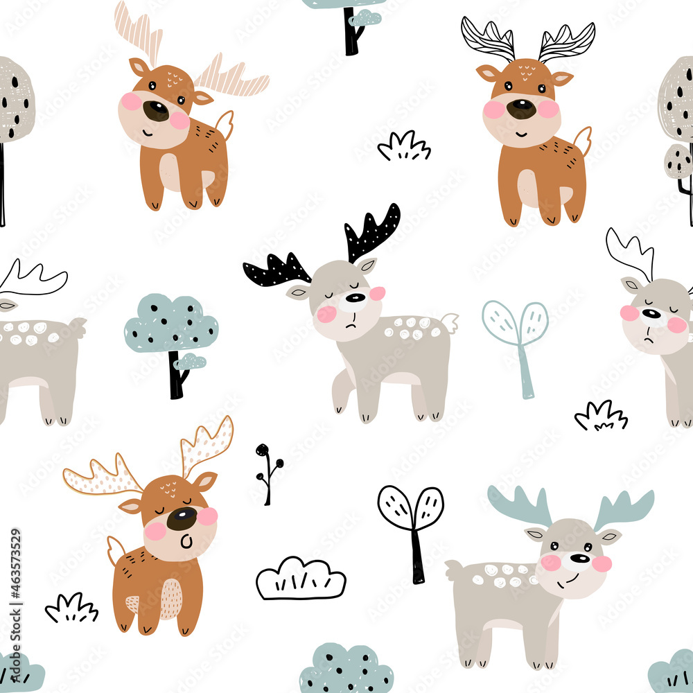 Cute moose seamless pattern Cute moose seamless pattern
