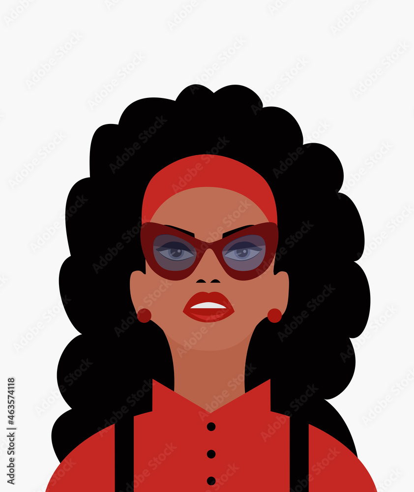 Fashion woman in sunglasses in flat style