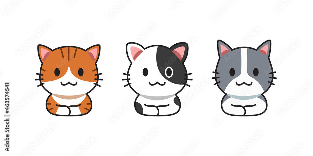 Set of vector cartoon cute cats for design. Set of vector cartoon cute cats for design.