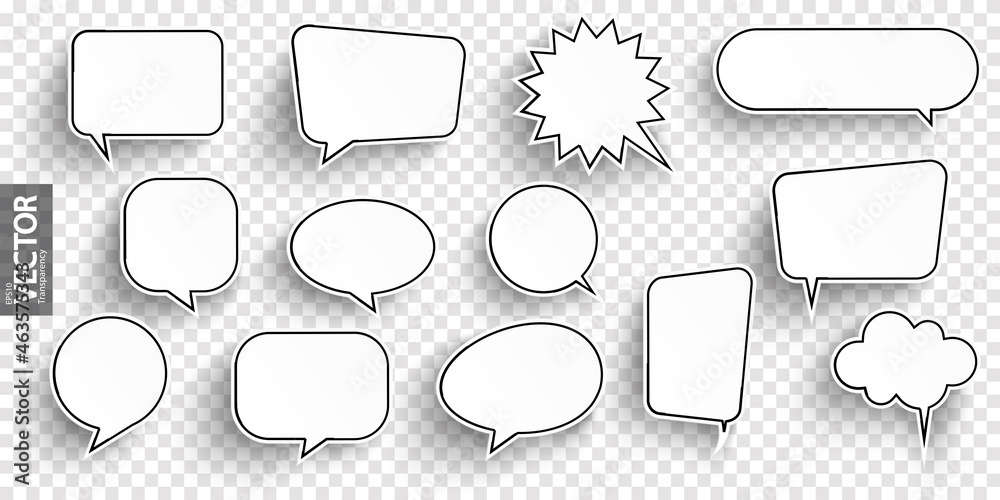 speech bubbles with shadow collection - obrazy, fototapety, plakaty 