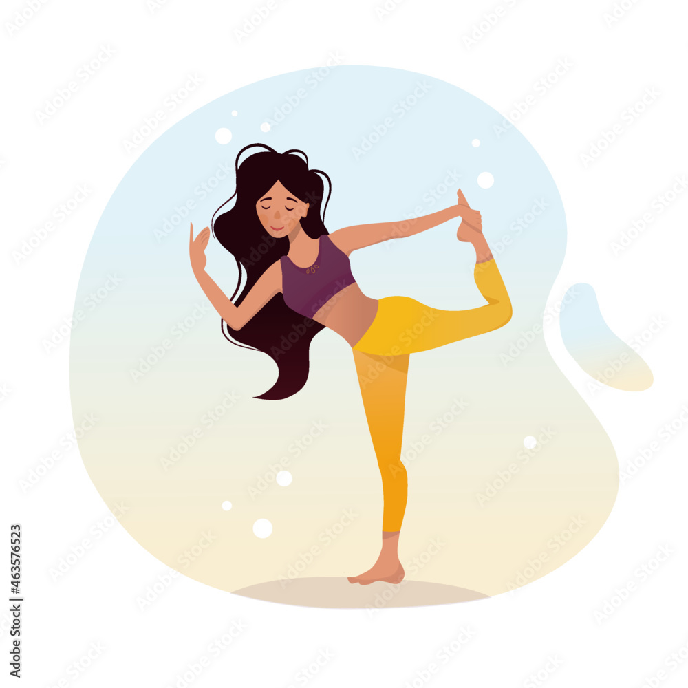 a modern girl does yoga, vector illustration