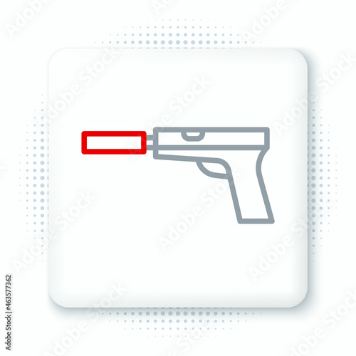 Line Pistol or gun with silencer icon isolated on white background. Colorful outline concept. Vector