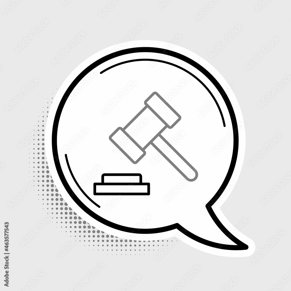 Line Judge gavel icon isolated on grey background. Gavel for adjudication of sentences and bills, court, justice. Auction hammer. Colorful outline concept. Vector Line Judge gavel icon isolated on grey background. Gavel for adjudication of sentences and bills, court, justice. Auction hammer. Colorful outline concept. Vector