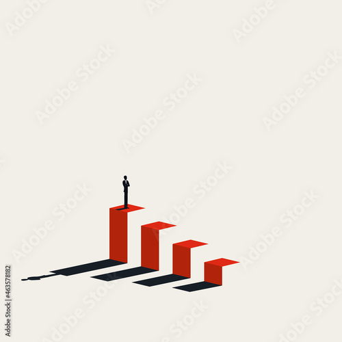 Business crash and depression vector concept. Symbol of bankruptcy, failure, recession. Minimal illustration.