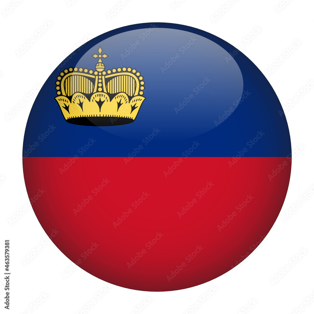 Obraz premium Liechtenstein 3D Rounded Country Flag button Icon