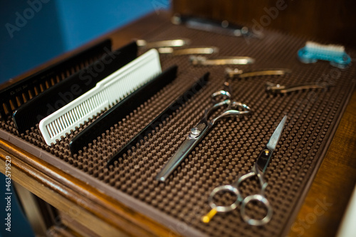 barbershop, in the frame the tools of the master close-up