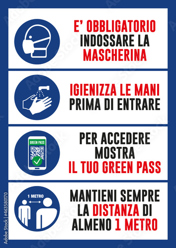 Cartelli Green Pass - Accesso consentito solo ai possessori di Green Pass